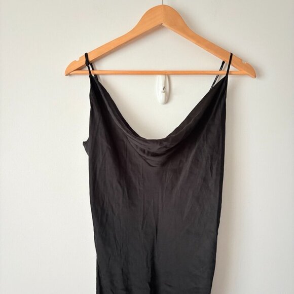 Aritzia Wilfred Only Ruched Slip Dress Black Size Large - Picture 4 of 7
